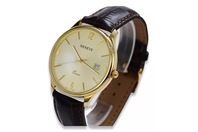 Reloj de oro para hombre Geneve ★ zlotychlopak.pl ★ Pureza de oro 585 333 Precio bajo!