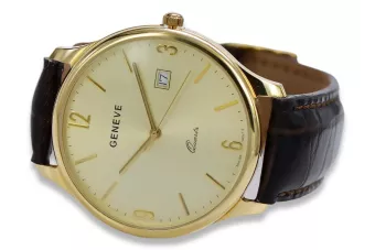 Italian 14k aur galben bărbați Geneve ceas mw017ydy