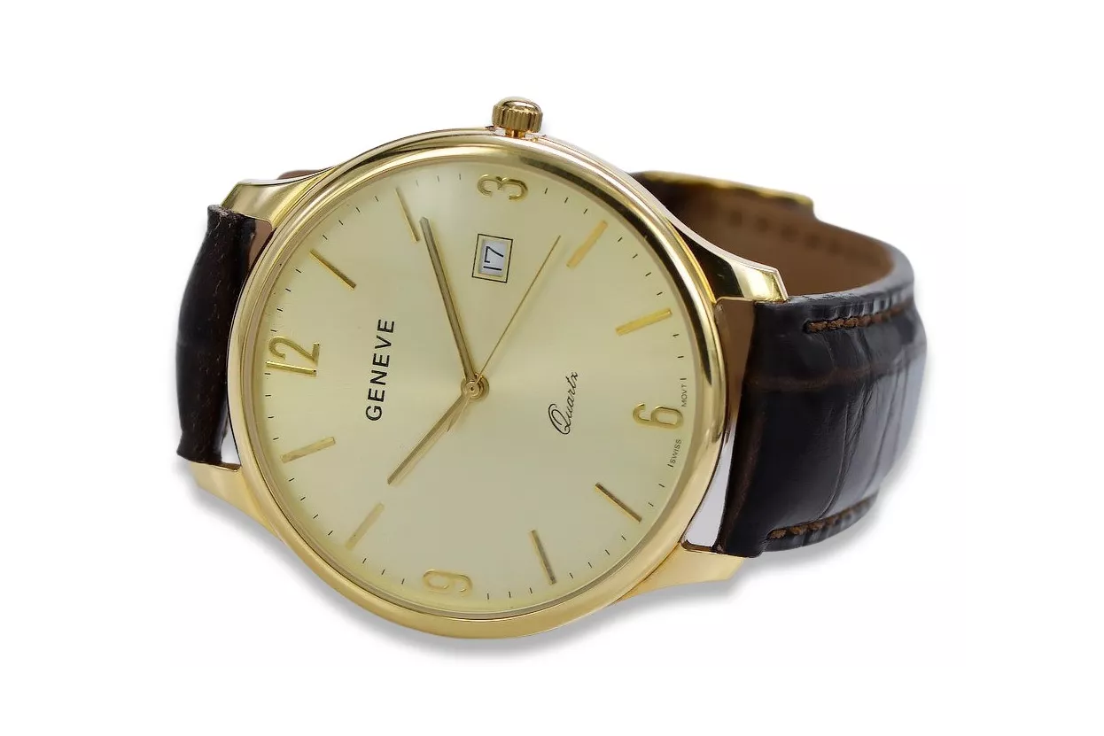 14k Gelbe Herren Geneve Uhr mw017ydy