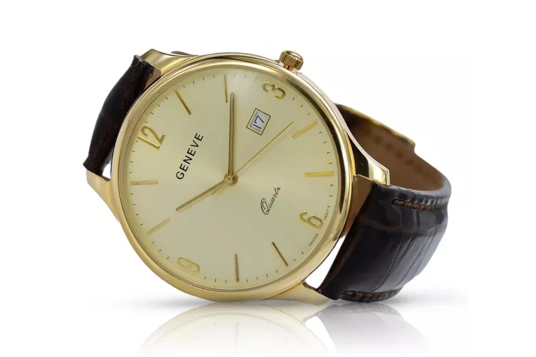 Reloj de oro para hombre Geneve ★ zlotychlopak.pl ★ Pureza de oro 585 333 Precio bajo!