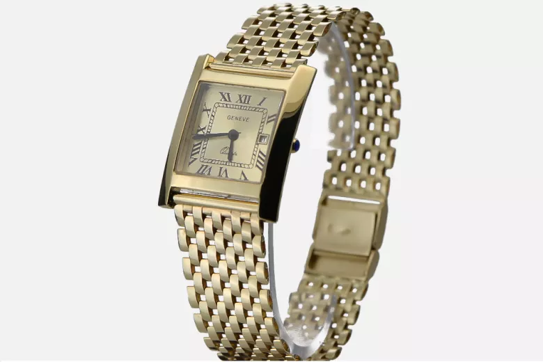 Gold men's watch Geneve ★ zlotychlopak.pl ★ Gold purity 585 333 Low Price!