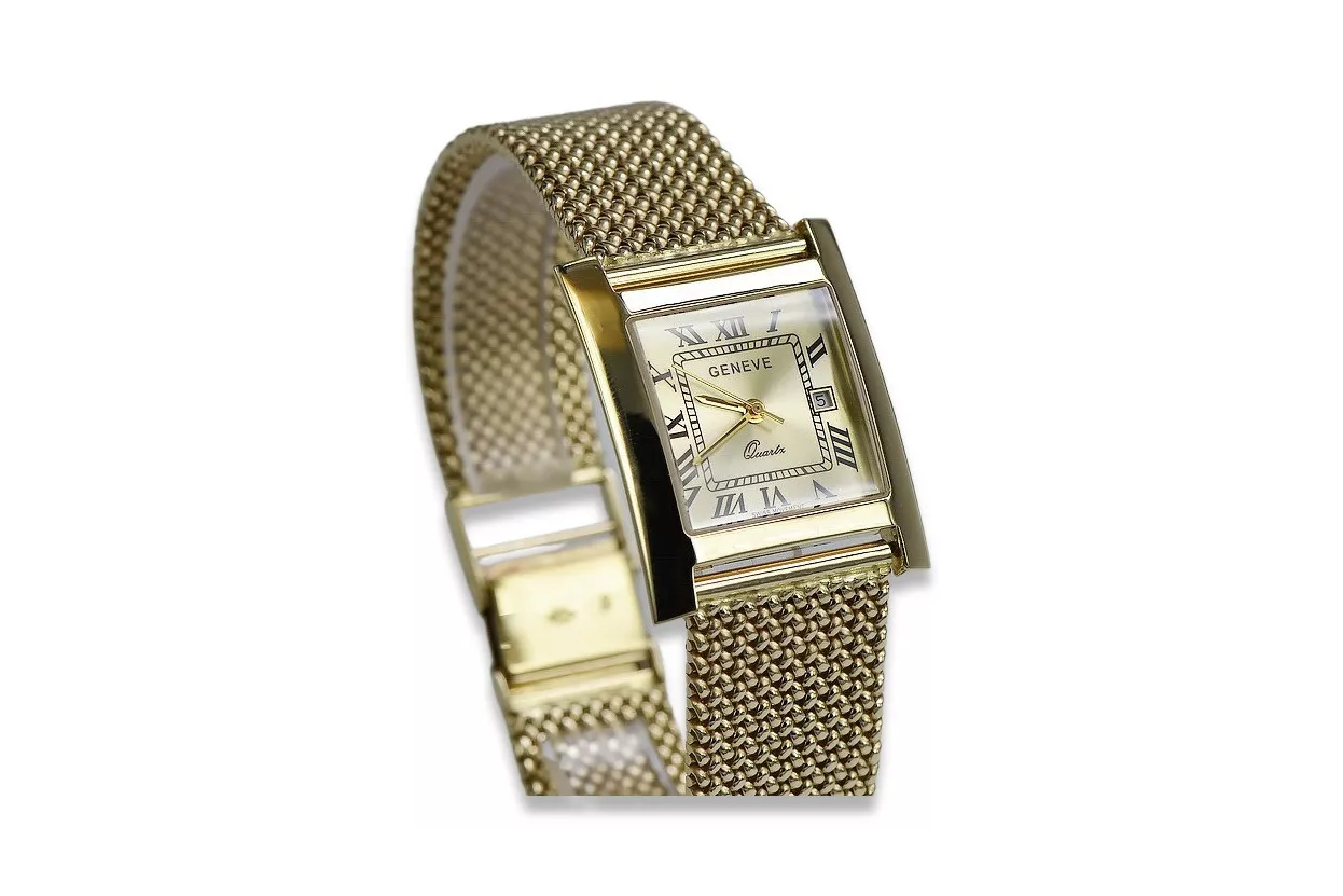 Gold men's watch Geneve ★ zlotychlopak.pl ★ Gold purity 585 333 Low Price!