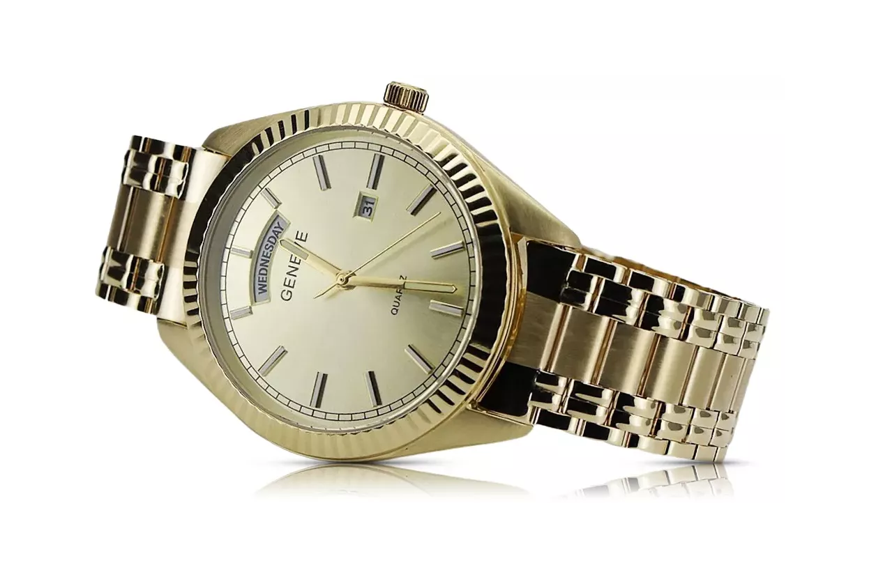 Reloj de oro para hombre Geneve ★ https://zlotychlopak.pl/es/ ★ Pureza del oro 585 333 ¡Precio bajo!