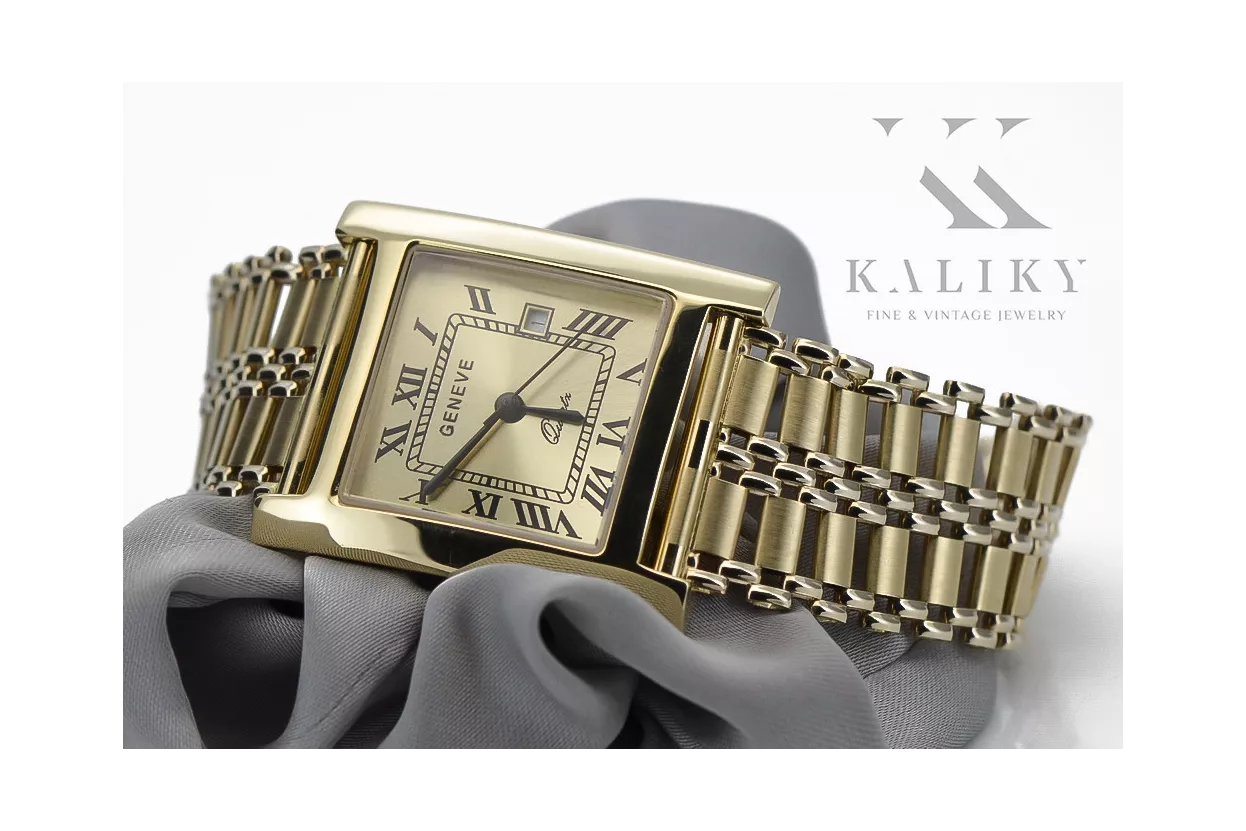 Gold men's watch Geneve ★ zlotychlopak.pl ★ Gold purity 585 333 Low Price!