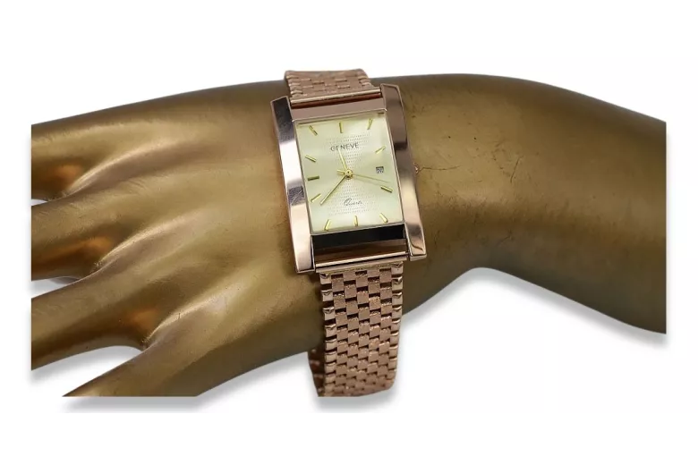 Gold men's watch Geneve ★ zlotychlopak.pl ★ Gold purity 585 333 Low Price!