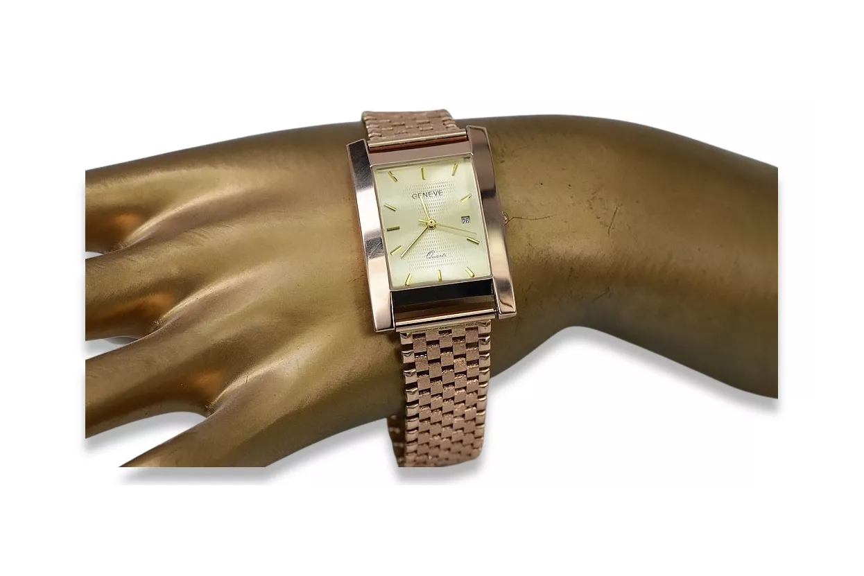 Gold men's watch Geneve ★ zlotychlopak.pl ★ Gold purity 585 333 Low Price!