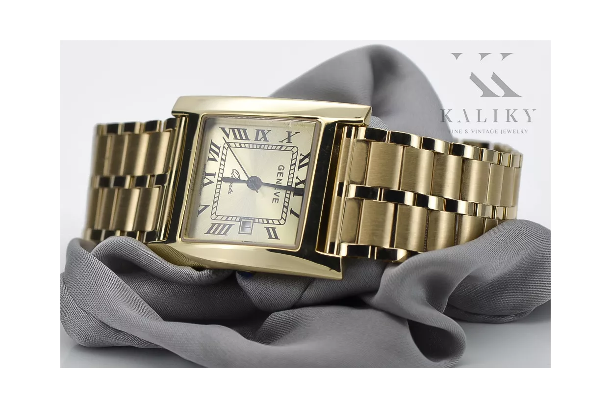 Gold men's watch Geneve ★ zlotychlopak.pl ★ Gold purity 585 333 Low Price!