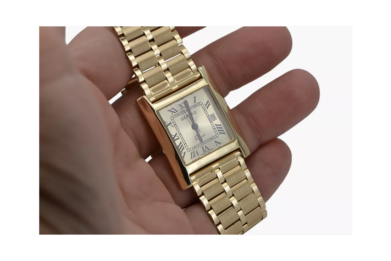 Gold men's watch Geneve ★ zlotychlopak.pl ★ Gold purity 585 333 Low Price!