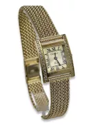 14K Gold Women's Watch, Rectangular, Italian, Cyrkonia