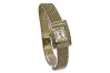 14K Gold Women's Watch, Rectangular, Italian, Cyrkonia