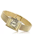 Montre Femme Or 14K, Rectangulaire, Italienne, Zircone