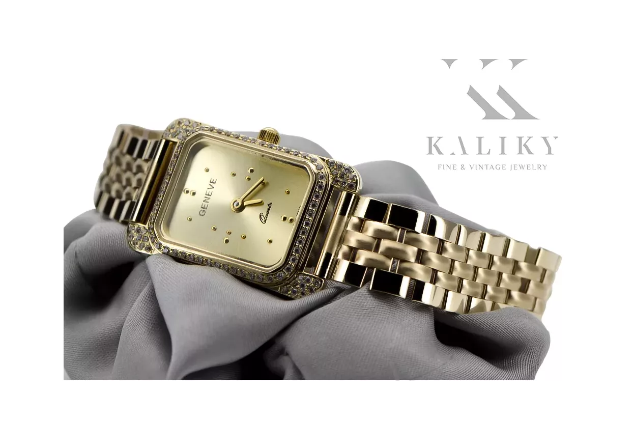 Gold men's watch Geneve ★ zlotychlopak.pl ★ Gold purity 585 333 Low Price!