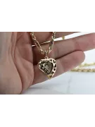 Mutter Gottes Jungfrau Maria 14k gold Anhänger & Corda Figaro Kette pm017yM&cc004y45