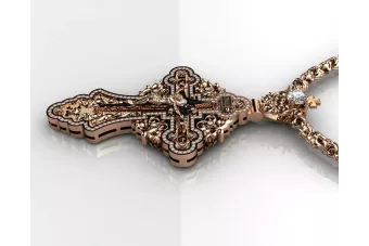 Rose 14k gold 585 orthodox Kreuz Anhänger mit Steinen cgoc002r