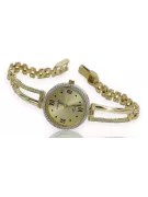 Amarillo dama de oro de 14k redondo reloj de Geneve lw075ydy