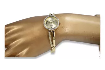 Galben 14k aur doamna rotund Geneva ceas lw075ydy