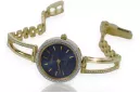 Jaune 14k or dame ronde bleu cadran Geneve montre lw075ydbl