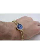 Gelbe 14k goldene Dame rund blaues Zifferblatt Geneve watch lw075ydbl