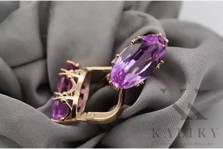 Rose rosa 14k 585 gold amethyst Ohrringe vec021 Jahr