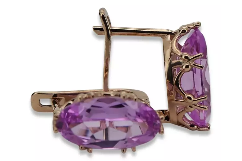 Rose rosa 14k 585 gold amethyst Ohrringe vec021 Jahr