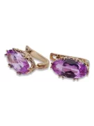 Rose pink 14k 585 gold amethyst earrings vec021 Vintage