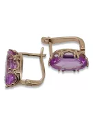 Rose pink 14k 585 gold amethyst earrings vec021 Vintage