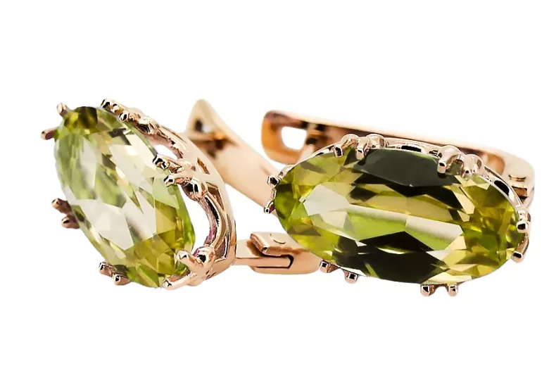 Original Vintage 14K Rose Gold Yellow Peridot Ring Vintage style vec021r