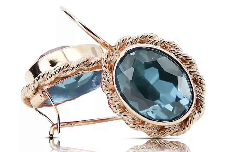 Каблучка Aquamarine Оригінальний Vintage 14K рожевий золото Вінтажний стиль vec007r