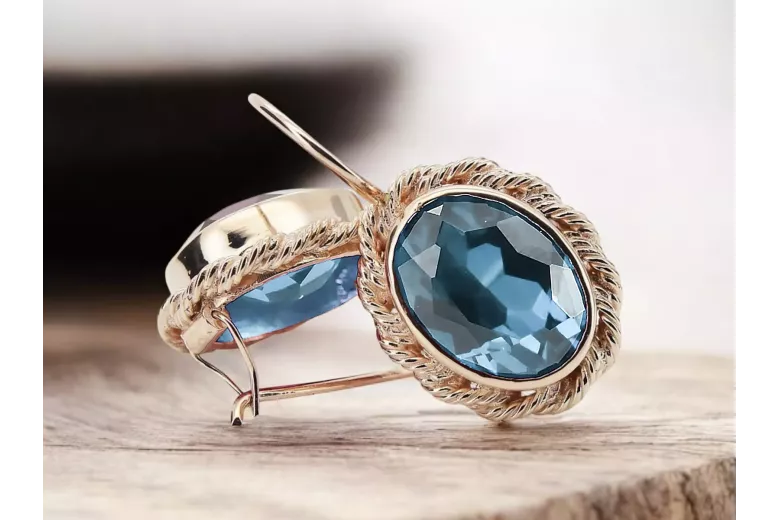 Каблучка Aquamarine Оригінальний Vintage 14K рожевий золото Вінтажний стиль vec007r