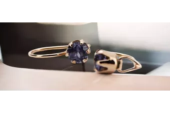 Урожай ремесла сережки Alexandrite оригінальний 14K Рожеве золото vec056r