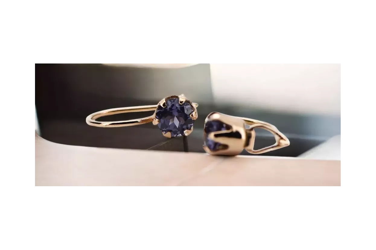 Урожай ремесла сережки Alexandrite оригінальний 14K Рожеве золото vec056r