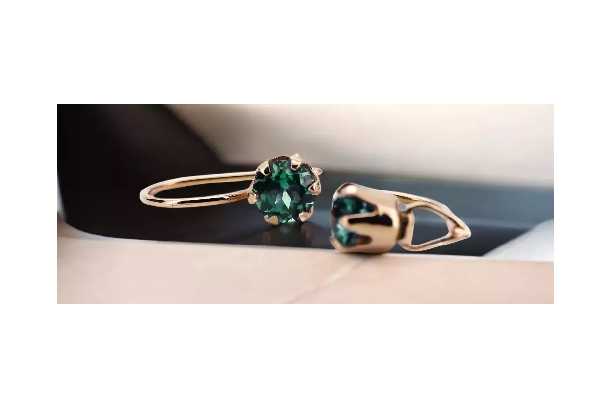 Inel de bijuterii Vintage Emerald Original Vintage 14K Rose Gold vec056r