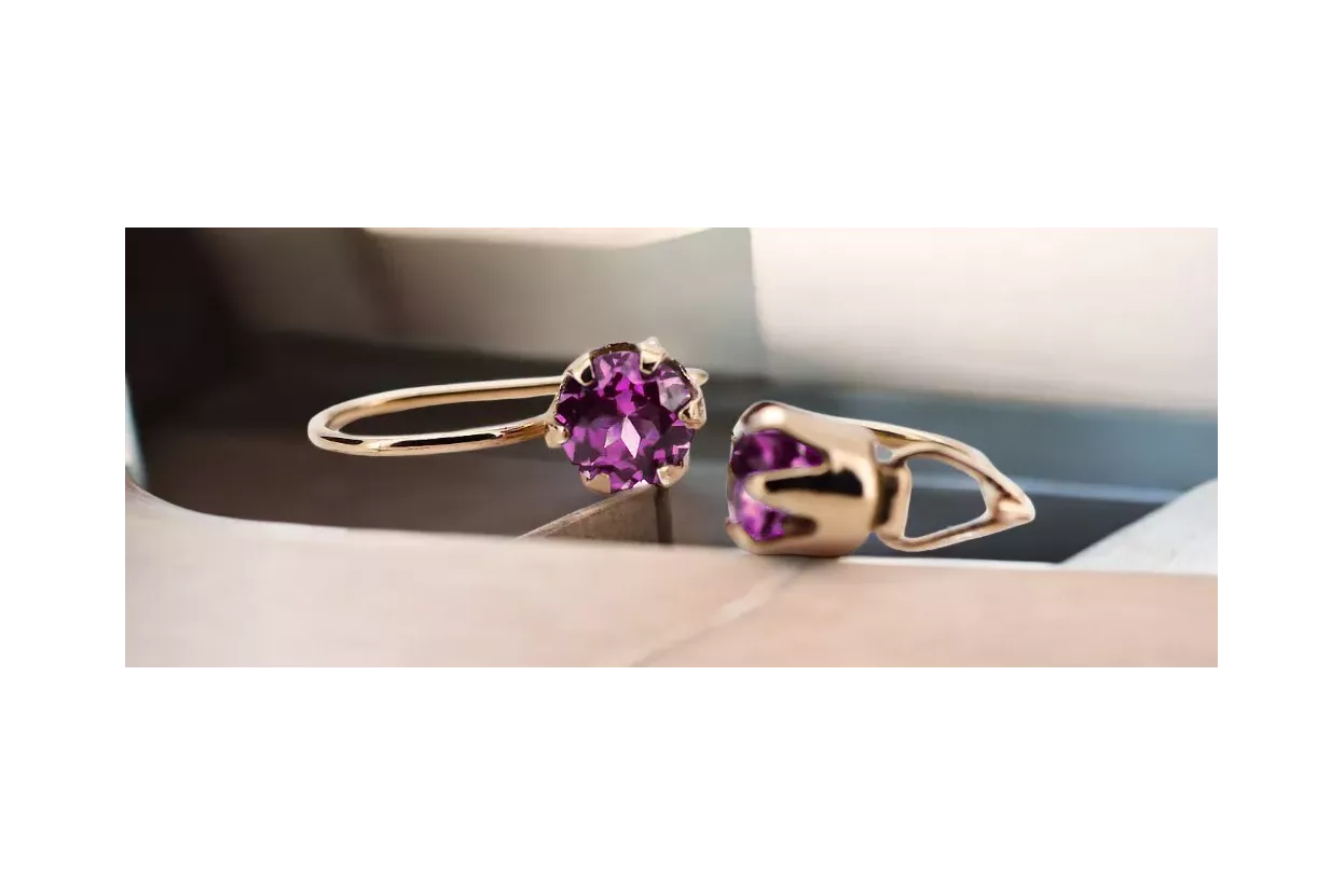 Amethyst Original Vintage 14K Rose Gold Inel Vintage style vec056r