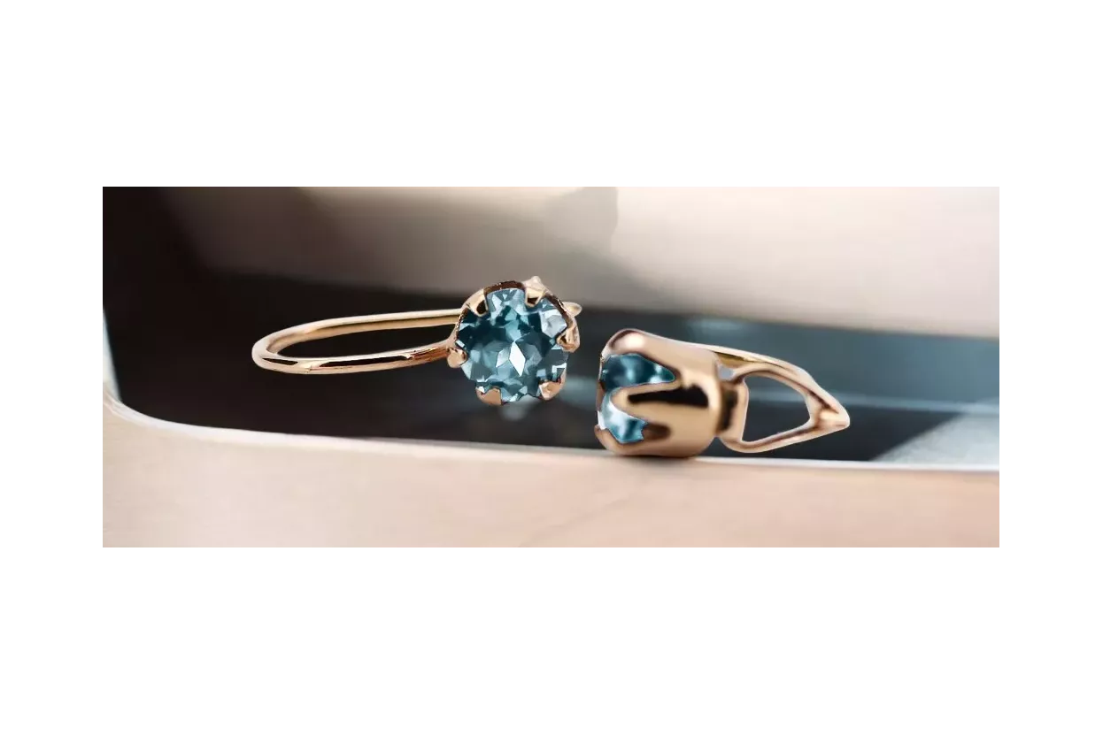 Вінтажний стиль Каблучка Aquamarine Оригінальний Vintage 14K Рожеве золото vec056r