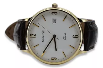 Yellow 14k gold men's Geneve watch dial white mw017ydw