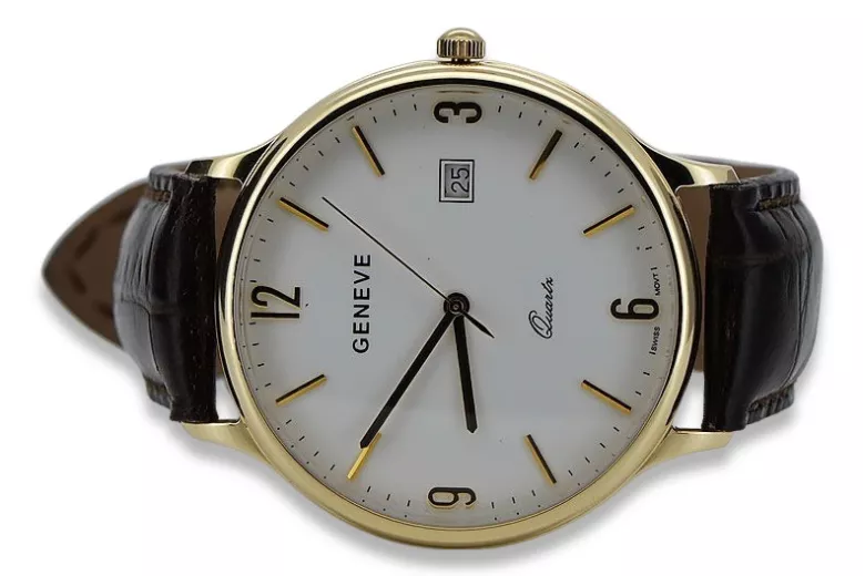 Reloj de oro para hombre Geneve ★ zlotychlopak.pl ★ Pureza de oro 585 333 Precio bajo!