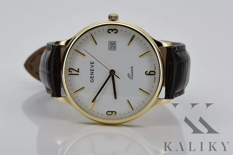 Reloj de oro para hombre Geneve ★ zlotychlopak.pl ★ Pureza de oro 585 333 Precio bajo!