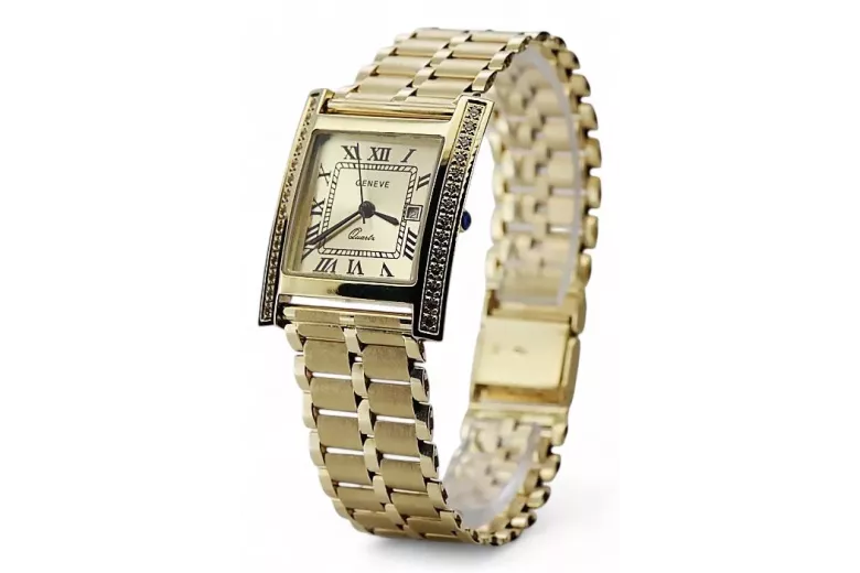 Gold men's watch Geneve ★ zlotychlopak.pl ★ Gold purity 585 333 Low Price!