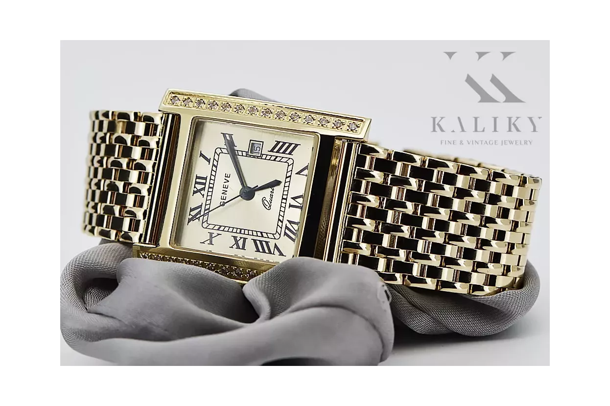 Gold men's watch Geneve ★ zlotychlopak.pl ★ Gold purity 585 333 Low Price!