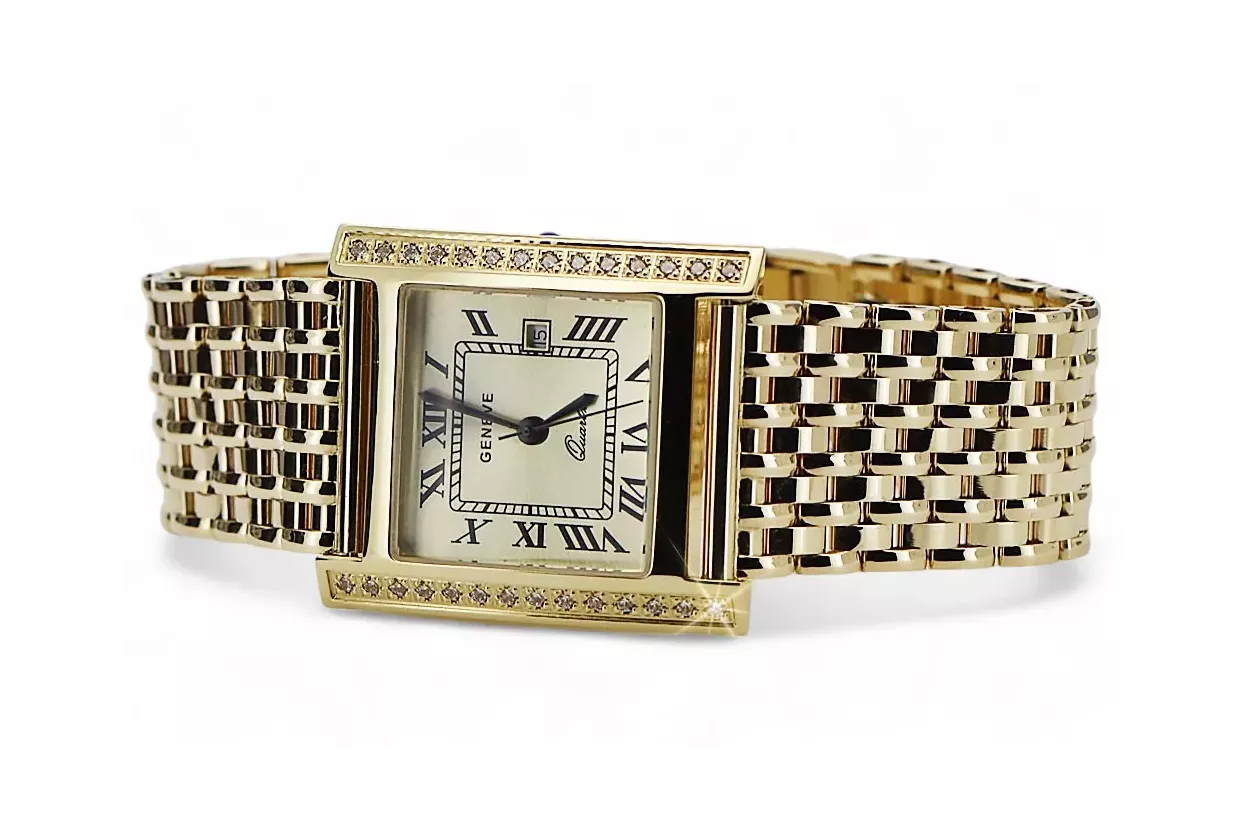 Gold men's watch Geneve ★ zlotychlopak.pl ★ Gold purity 585 333 Low Price!