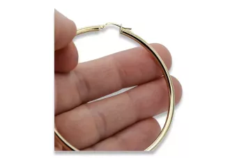 Gelb Italienisch 14k 585 gold kreis hoop Ohrringe ceh005y