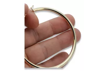 Gelb Italienisch 14k 585 Gold Kreis Hoop Ohrringe ceh006y