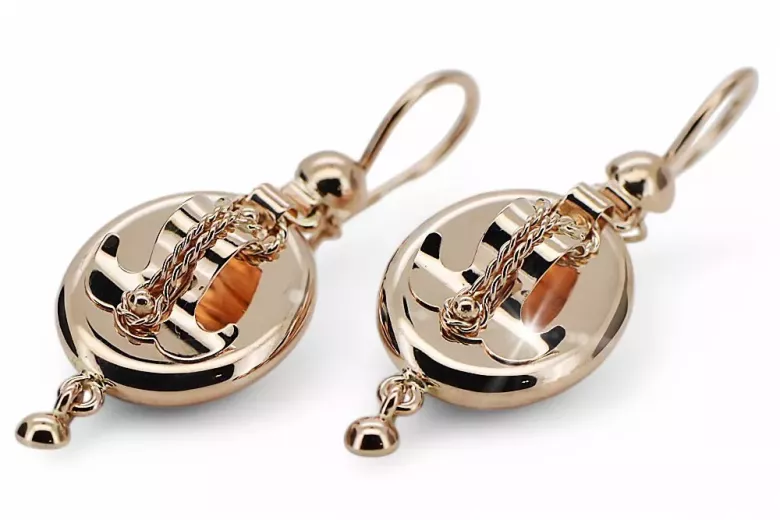 Boucles d’oreilles russe rose soviétique 14k 585 or Samovar ven244