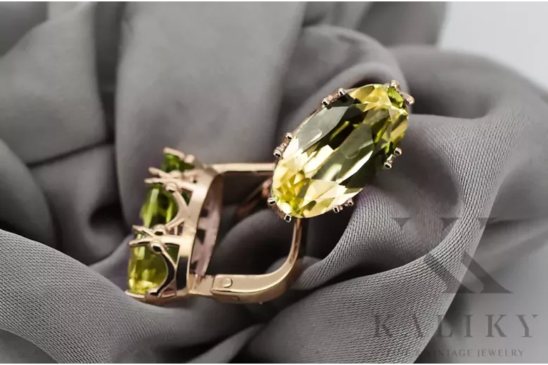 Original Vintage 14K Rose Or Jaune Peridot Ring Vintage style vec021r