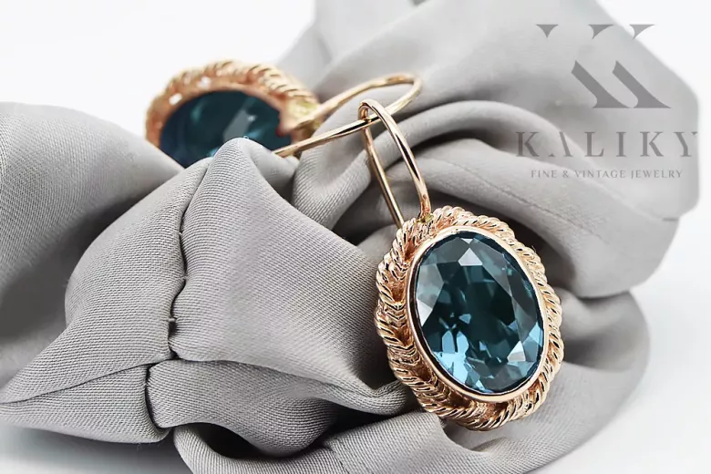 Aquamarine Original 14K Rose Gold Boucles d'oreilles vintage vec007r