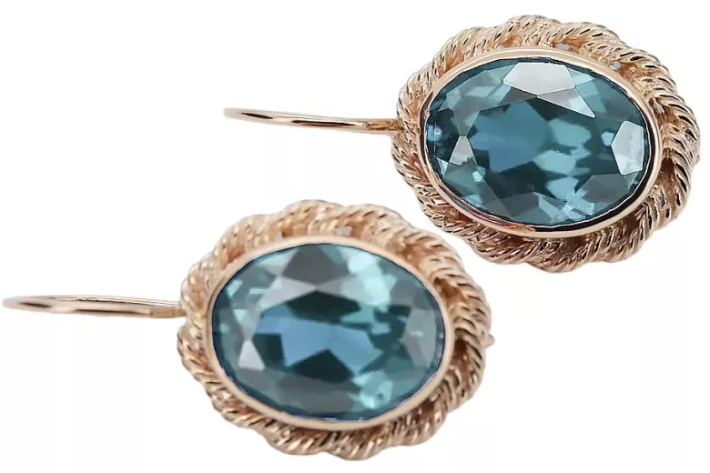 Aquamarine Original 14K Rose Gold Boucles d'oreilles vintage vec007r