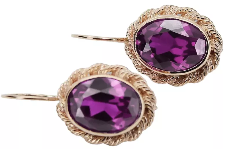 Amethyst Original 14K Rose Gold earrings Vintage Jewlery vec007r