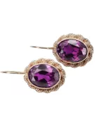 Amethyst Original 14K rosa pendientes de oro Joyería vintage vec007r