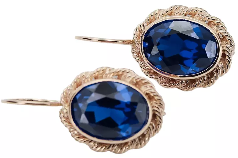 Vintage Jewlery earrings Sapphire 14K Rose Gold vec007r