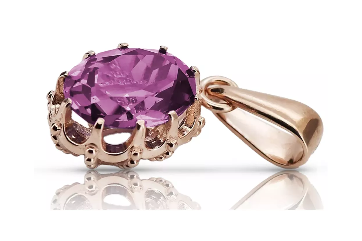 Anhänger Vintage Stil Amethyst Originales Vintage-Roségold aus 14 Karat vpc008r